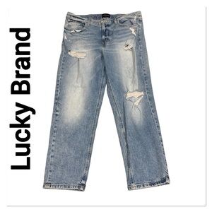 LUCKY BRAND Mid Rise Relaxed Straight Boy Fit Distressed Jeans size 14/32R
